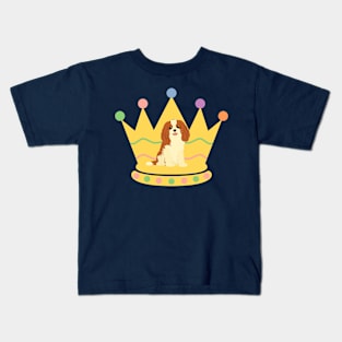 Cavalier King Charles Spaniel and crown Kids T-Shirt